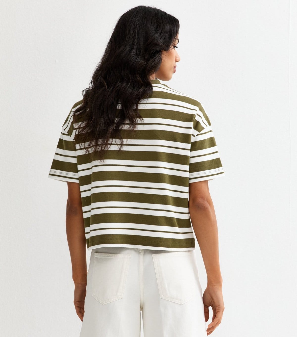 New Look Women's Premium Green Striped Heavyweight Cotton T-Shirt New Look - 4