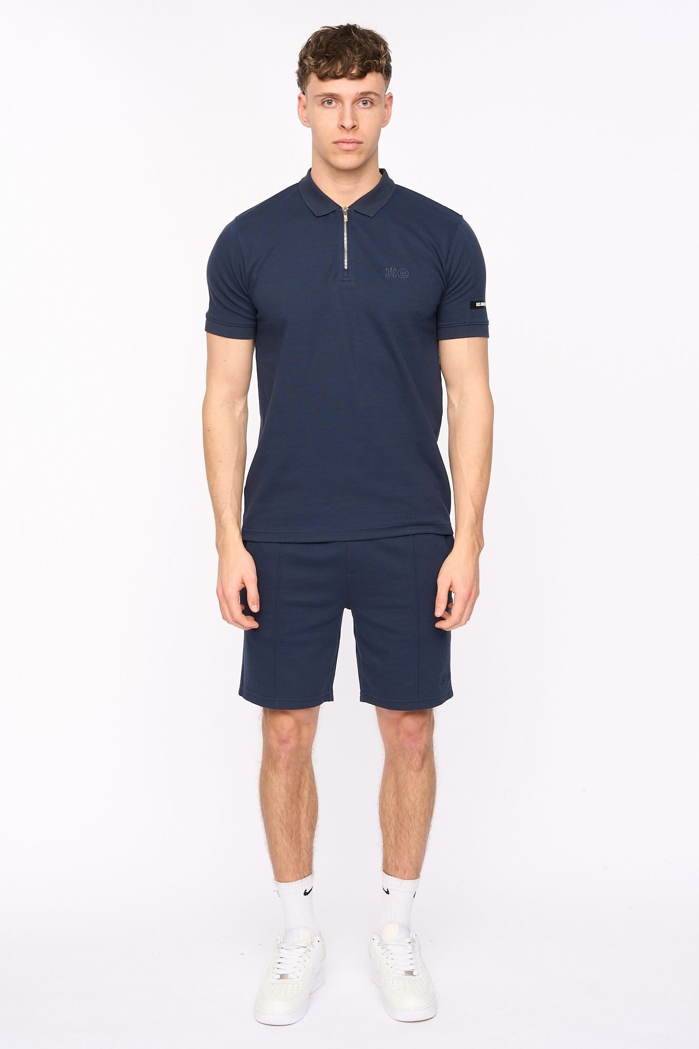 Duck&Cover Duck&Cover Men's Sherborn Smart Zip Polo with Sleeve Panels in Navy - 4