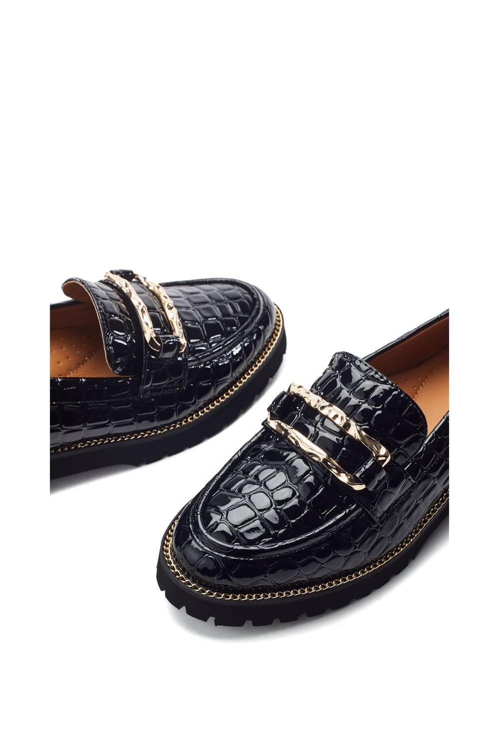 Moda In Pelle Moda In Pelle Women's 'Egoma' Patent Mocc Croc Loafers in Black - 4