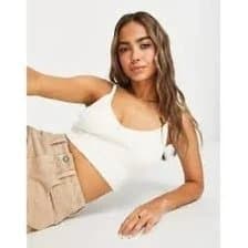 ASOS Design asos design knitted cami with contrast stitch in cream