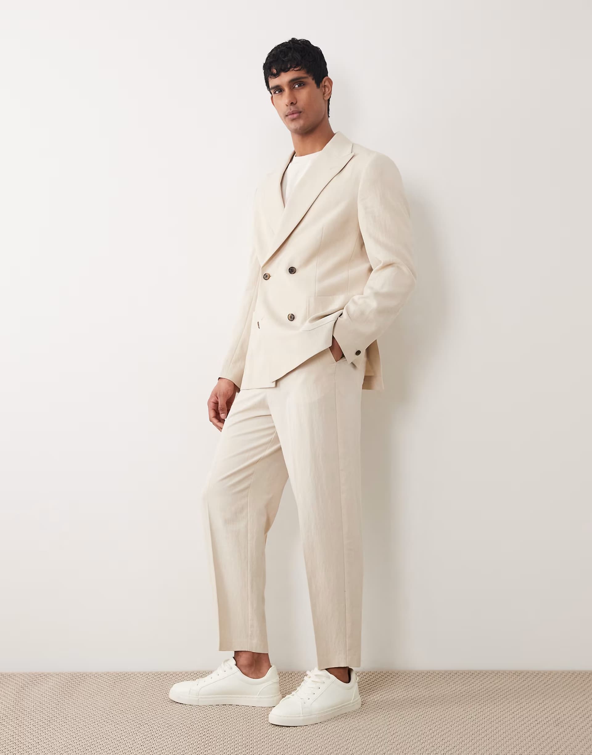 ASOS ASOS DESIGN double breasted regular suit in cream