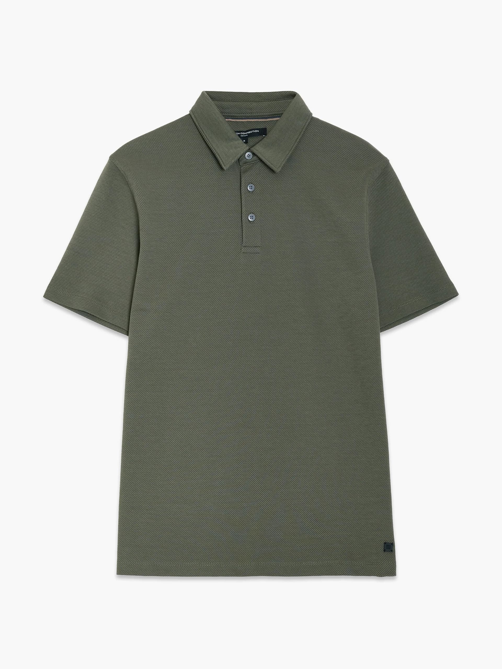 French Connection Short Sleeve Diagonal Stripe Polo Shirt Khaki Green