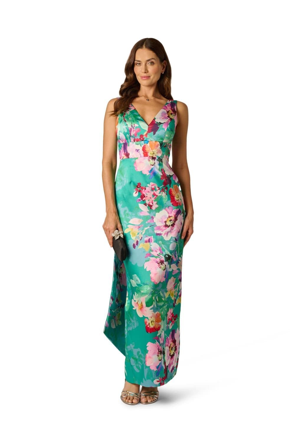 Adrianna Papell Adrianna Papell Women's Printed Mikado Bow Back Gown