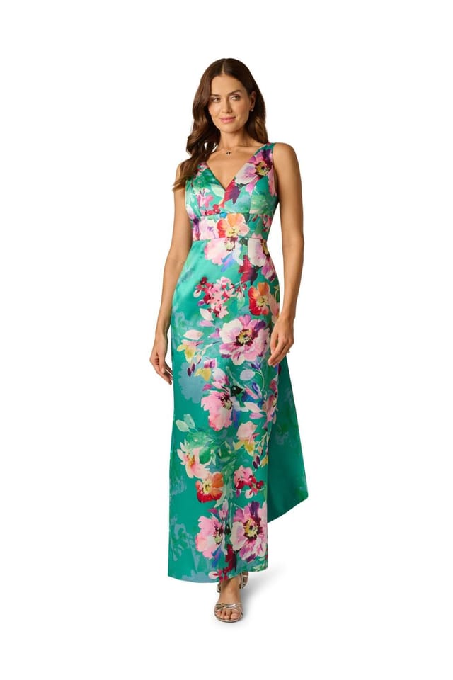 Adrianna Papell Adrianna Papell Women's Printed Mikado Bow Back Gown - 2