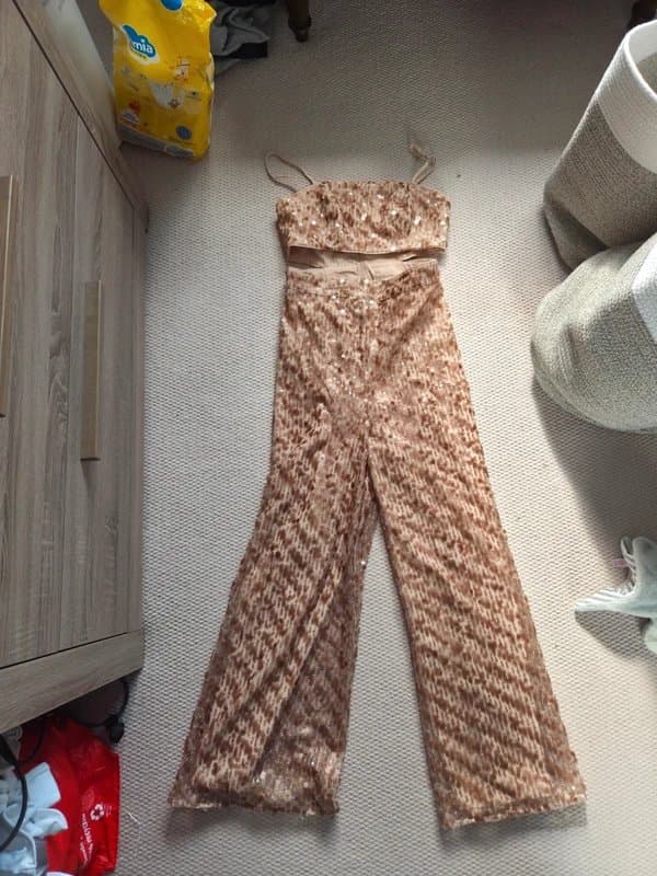 ASOS Asos pink sequin jumpsuit size 10