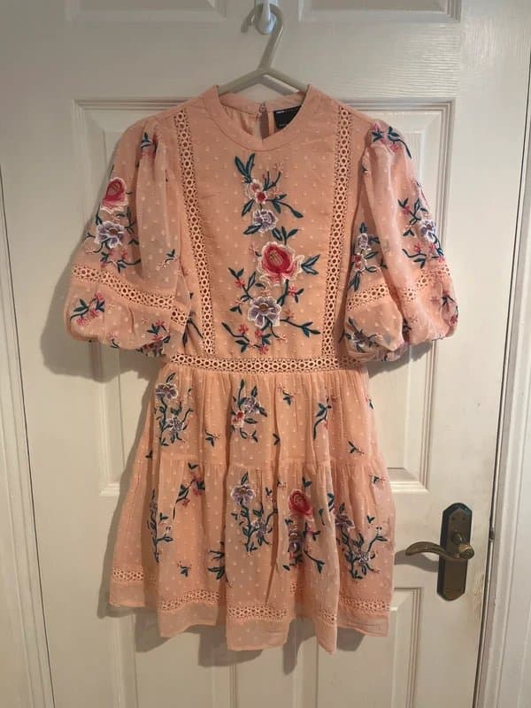 ASOS Design Pink Embroidered dress