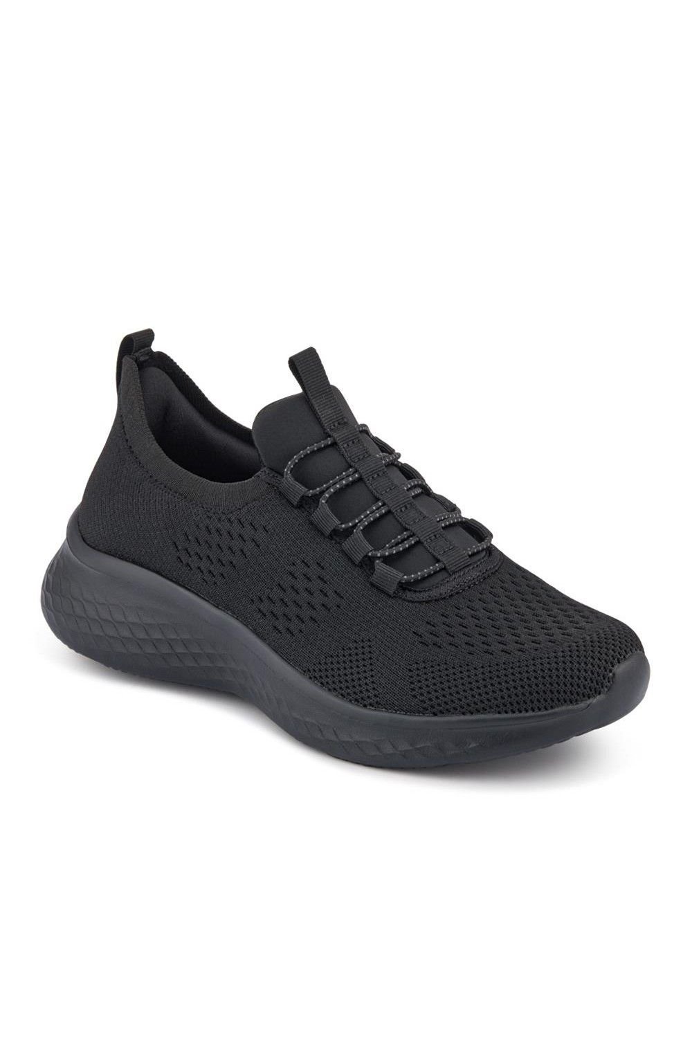 Pavers Pavers Women's Wide Fit Easy Step In Bungee Lace Trainers in Black - 1