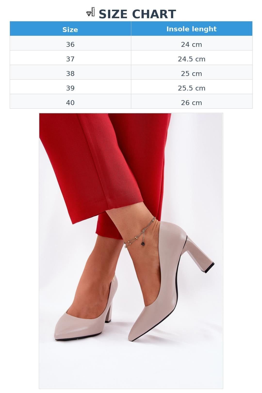 Love Lace Love Lace Women's Elegant Block Heel Pumps with Pillar Heel Pointed Toe Style in Grey - 4