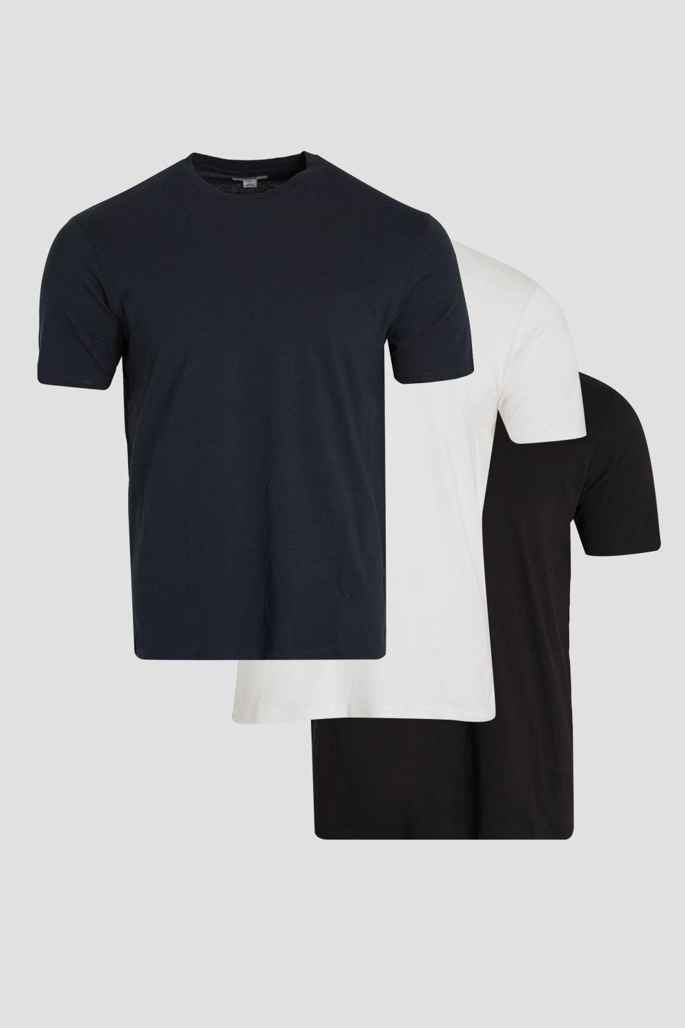 Burton Burton Men's Mixed 3 Pack Plain Crew Neck T-Shirts in White - 2