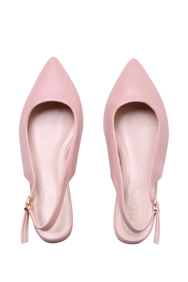 Paradox London Paradox London Women's 'Fiorenza' Wide Fit Low Block Heel Sling Backs in Light Pink - 3