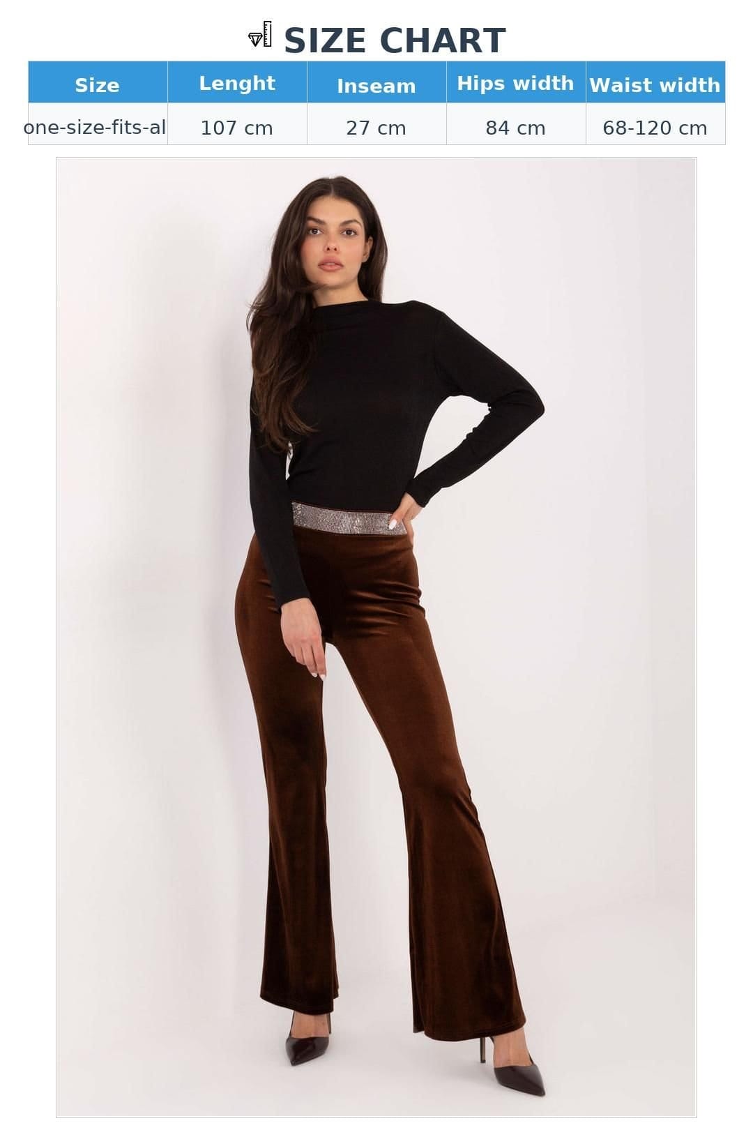 Love Lace Love Lace Women's Italy Velvet Bell Bottom Trousers with Jet stones in Brown - 4