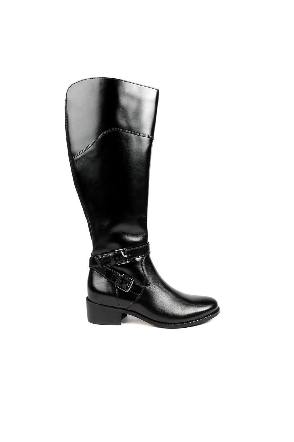 Jones Bootmaker Jones Bootmaker Women's Phoebe Wide Calf-Fit Leather Long Boots in Black - 4