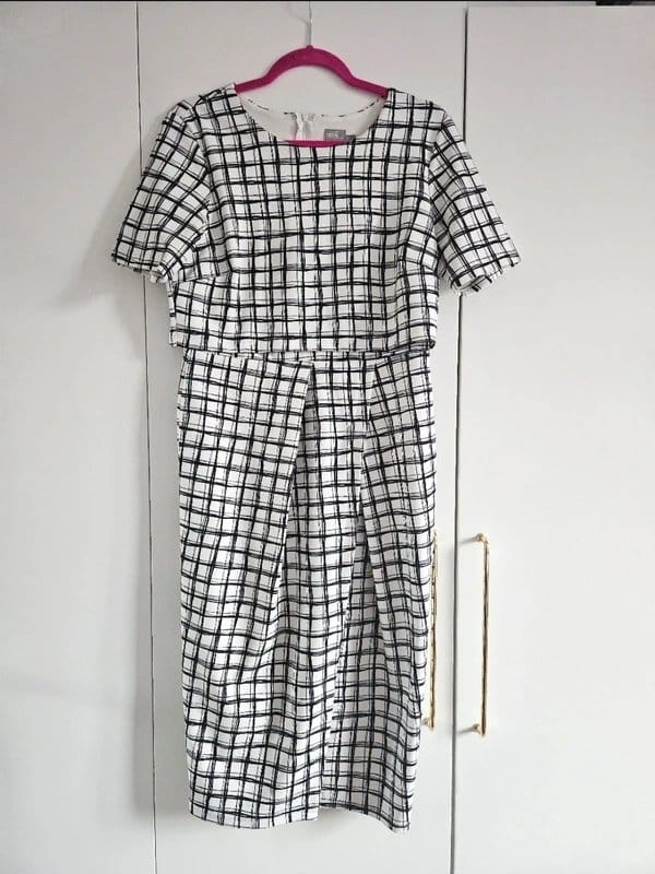 ASOS Black and White Check Pencil Dress - Size 14