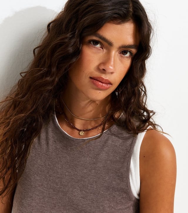 New Look Women's Dark Brown 2 In 1 Tank Top New Look - 2