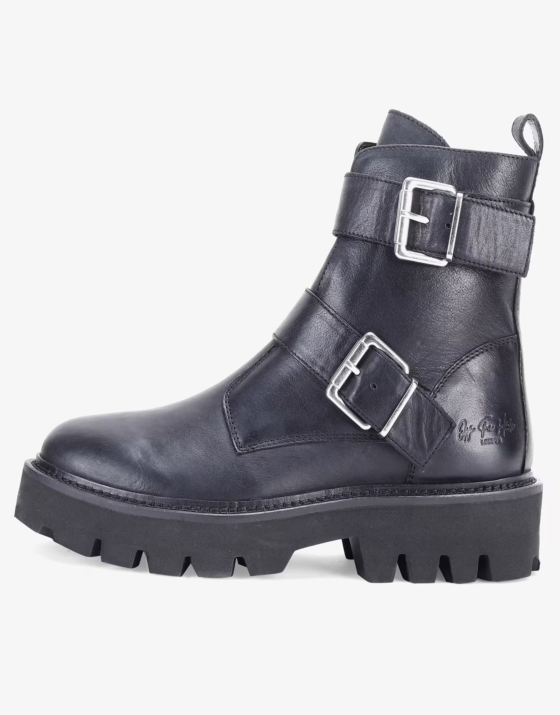 ASOS OFF THE HOOK 'SUTTON' Heel with Side Zip High-Ankle Black Leather Boots in Black