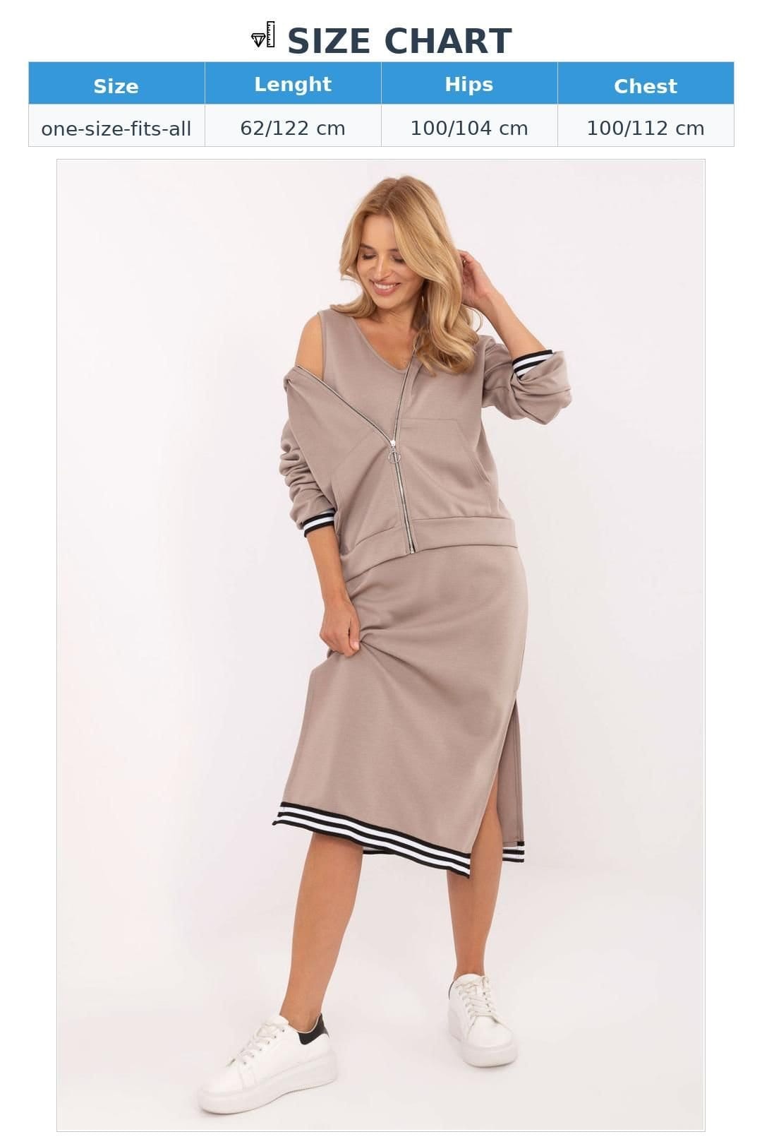 Love Lace Love Lace Women's Zip Hoodie Midi Dress Casual Set in Beige - 4
