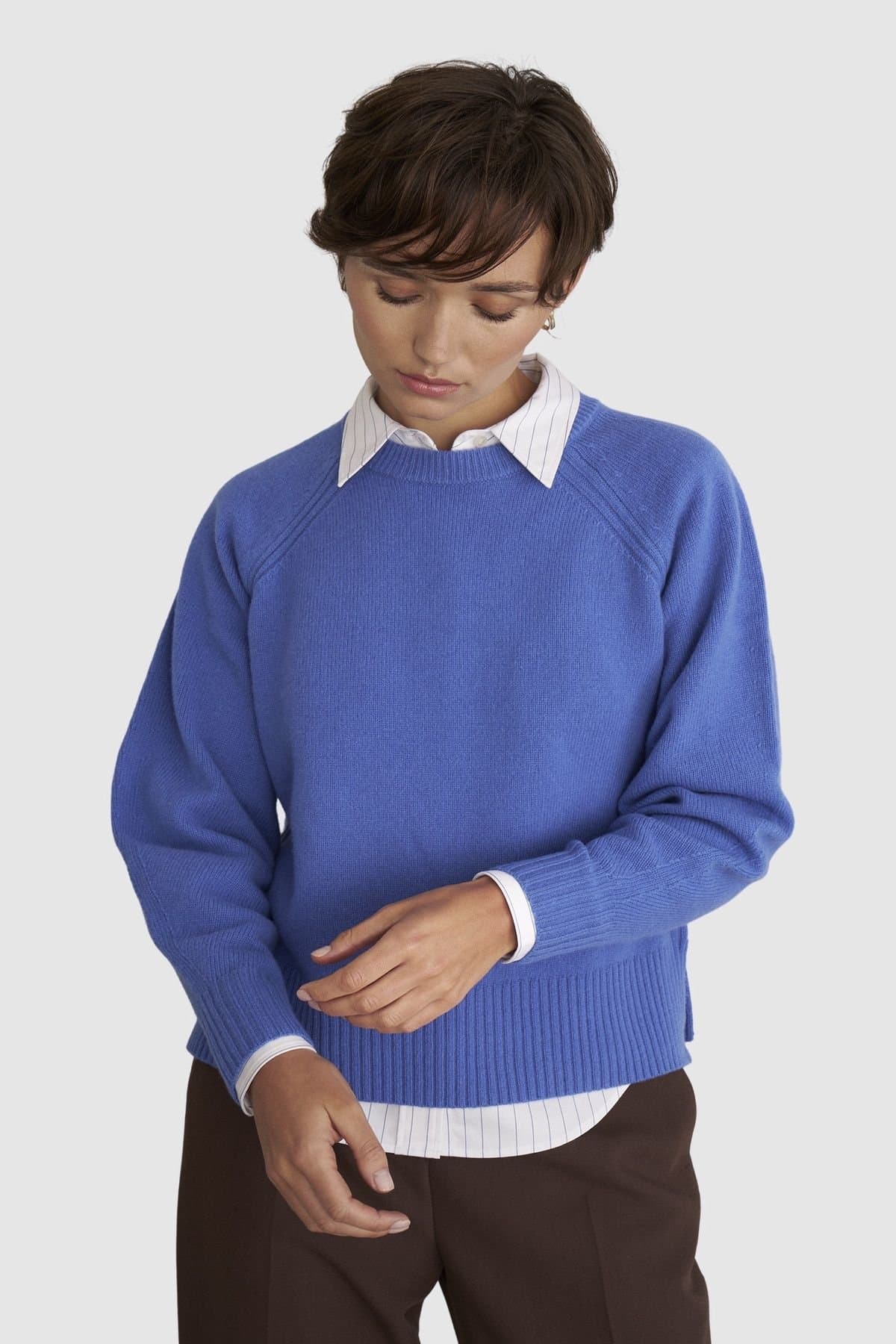 Hobbs London Hobbs London Women's Morgan Crew Neck Knitted Jumper in Cobalt