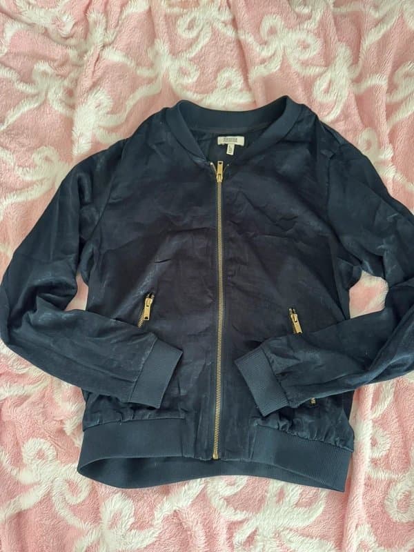 Bershka Bershka satin navy bomber jacket