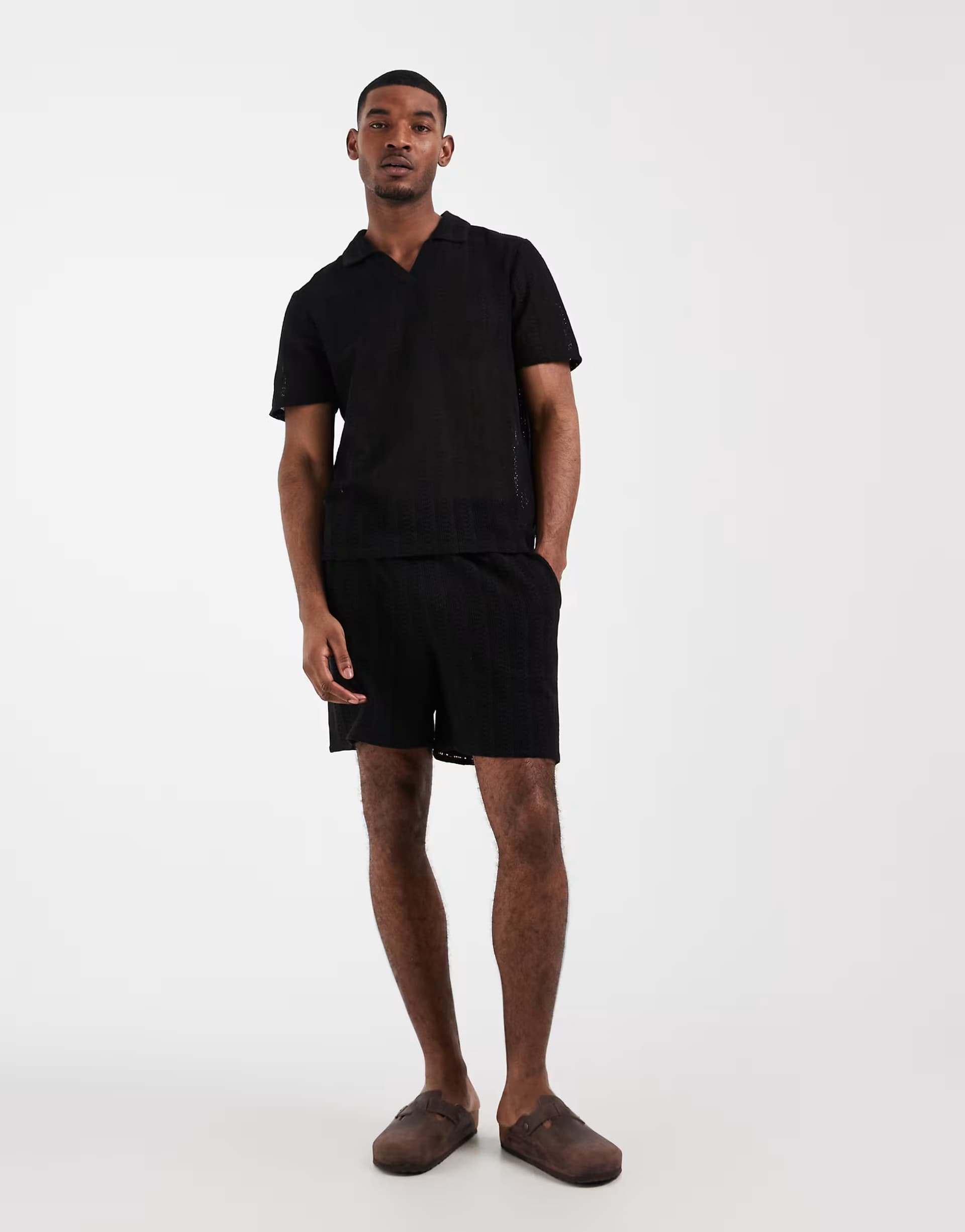 ASOS ASOS Black Crochet Co-ord Shorts Set