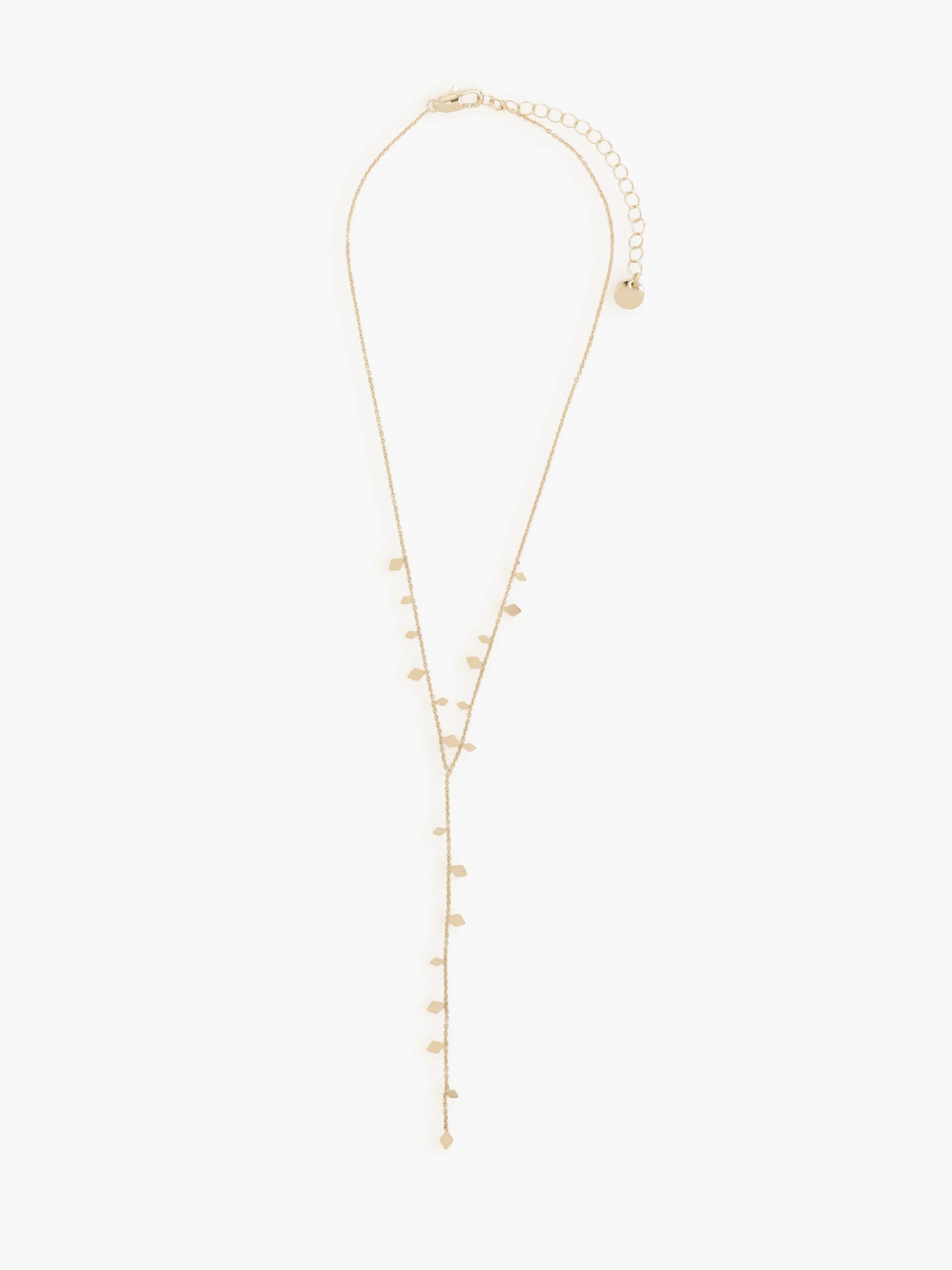 French Connection Charm Long Lariat Necklace Gold