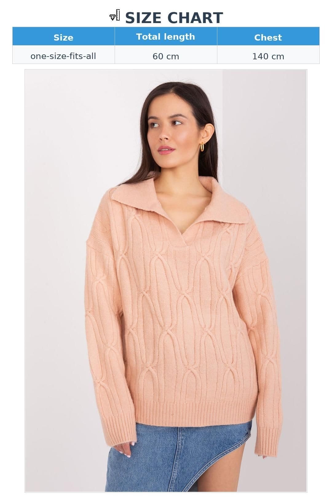 Love Lace Love Lace Women's Variegated Acrylic Long Sleeve Collared Sweater Style 188273 in Peach - 4