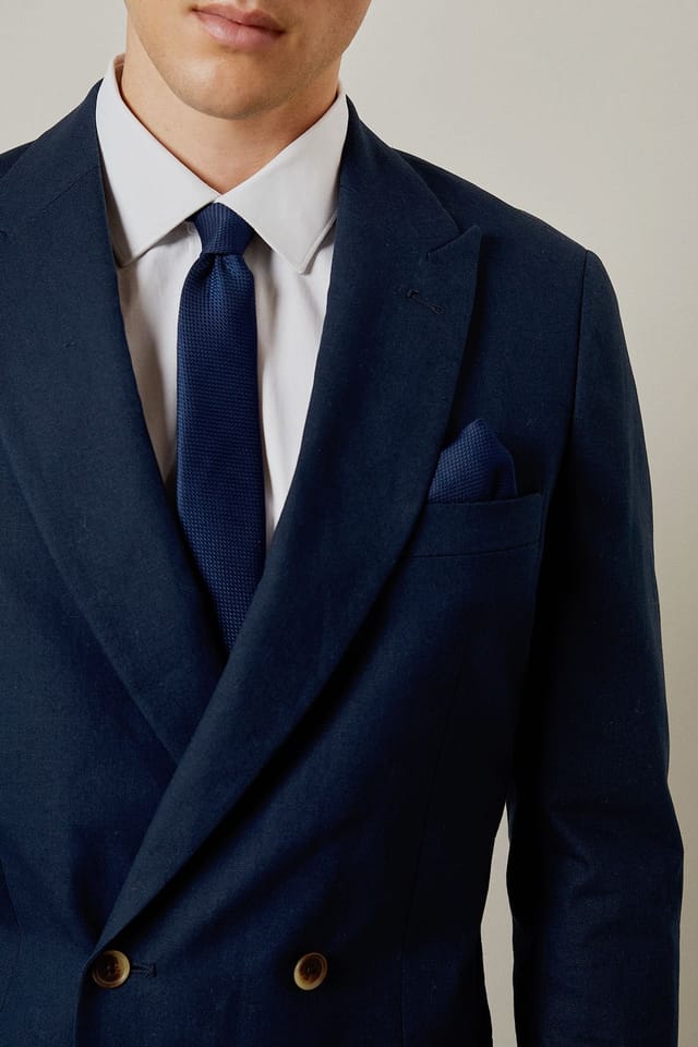 Burton Burton Men's Navy Textured Tie & Pocket Square - 2