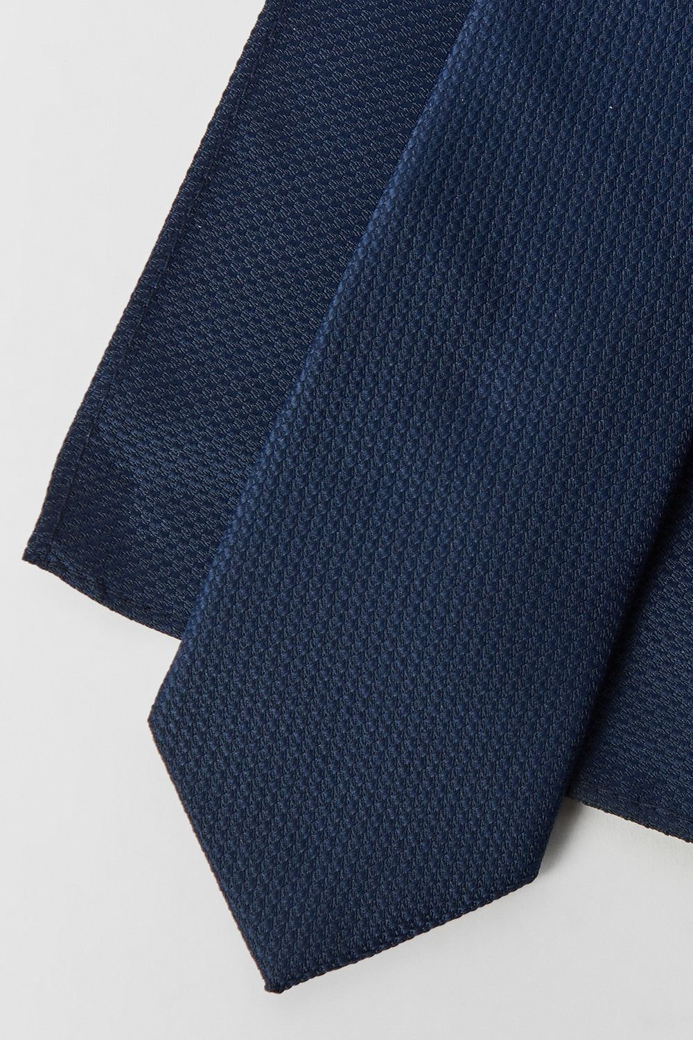 Burton Burton Men's Navy Textured Tie & Pocket Square - 4