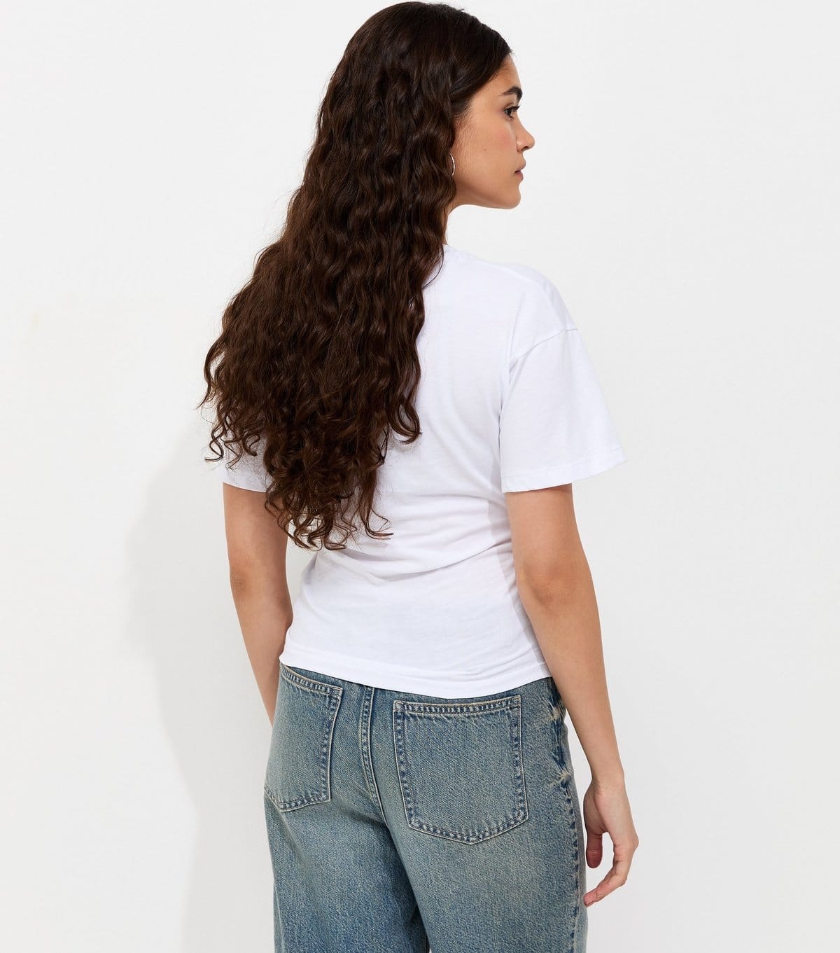 New Look Women's White Cotton Ruched V Neck T-Shirt New Look - 4
