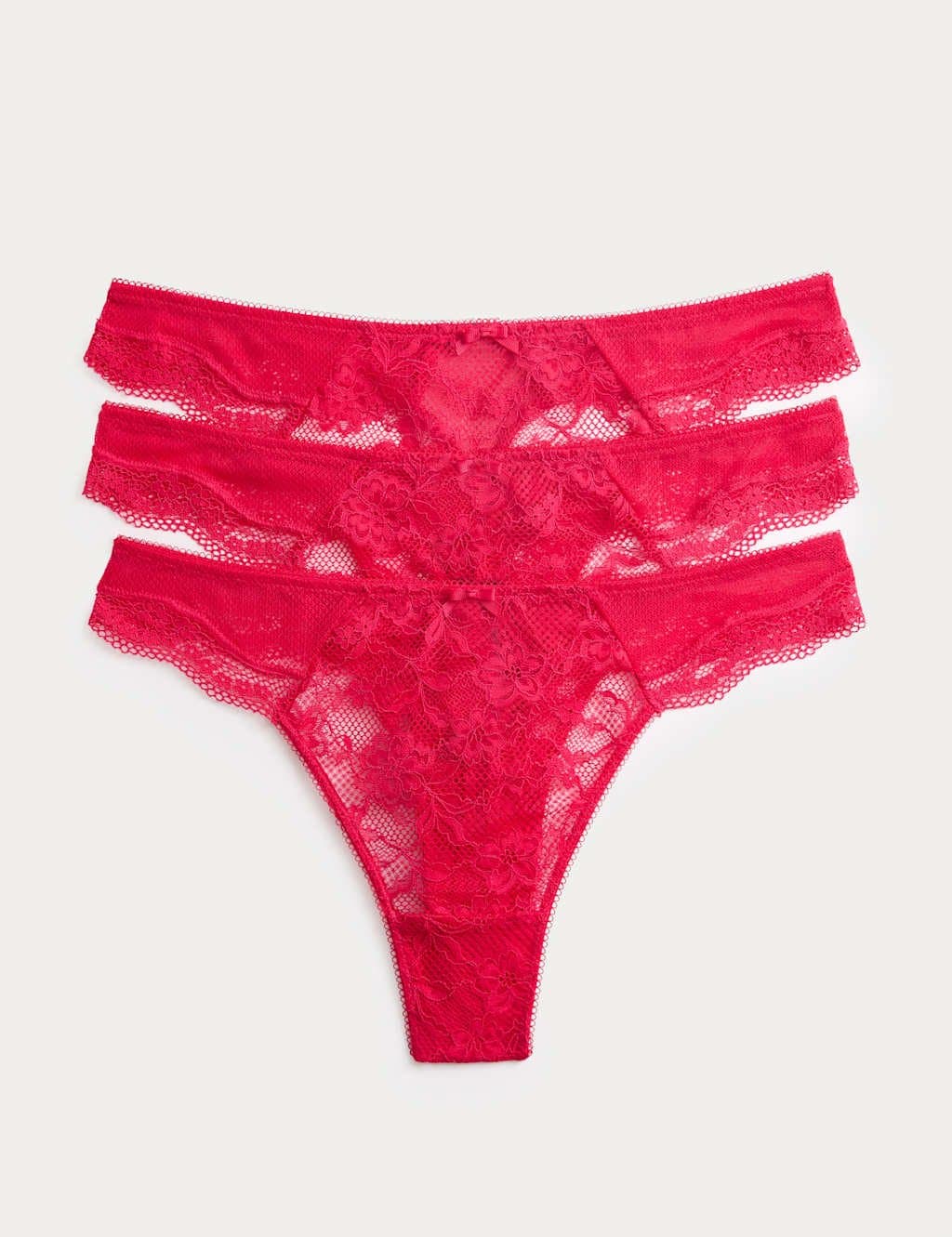 Marks & Spencer M&S 3pk Jasmine Lace Thongs Geranium