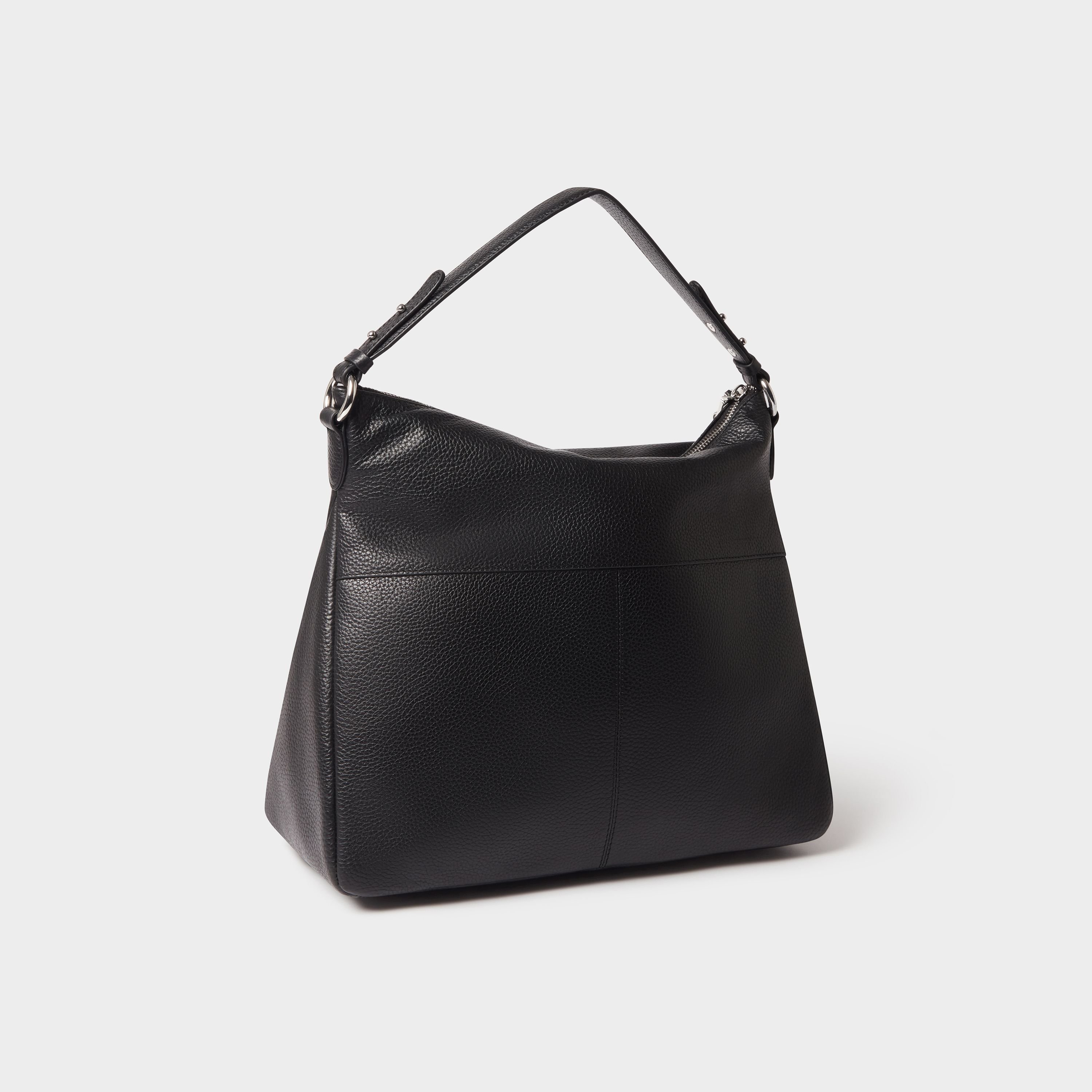 OSPREY LONDON OSPREY LONDON Women's The Stella Leather Hobo Bag in Black - 3