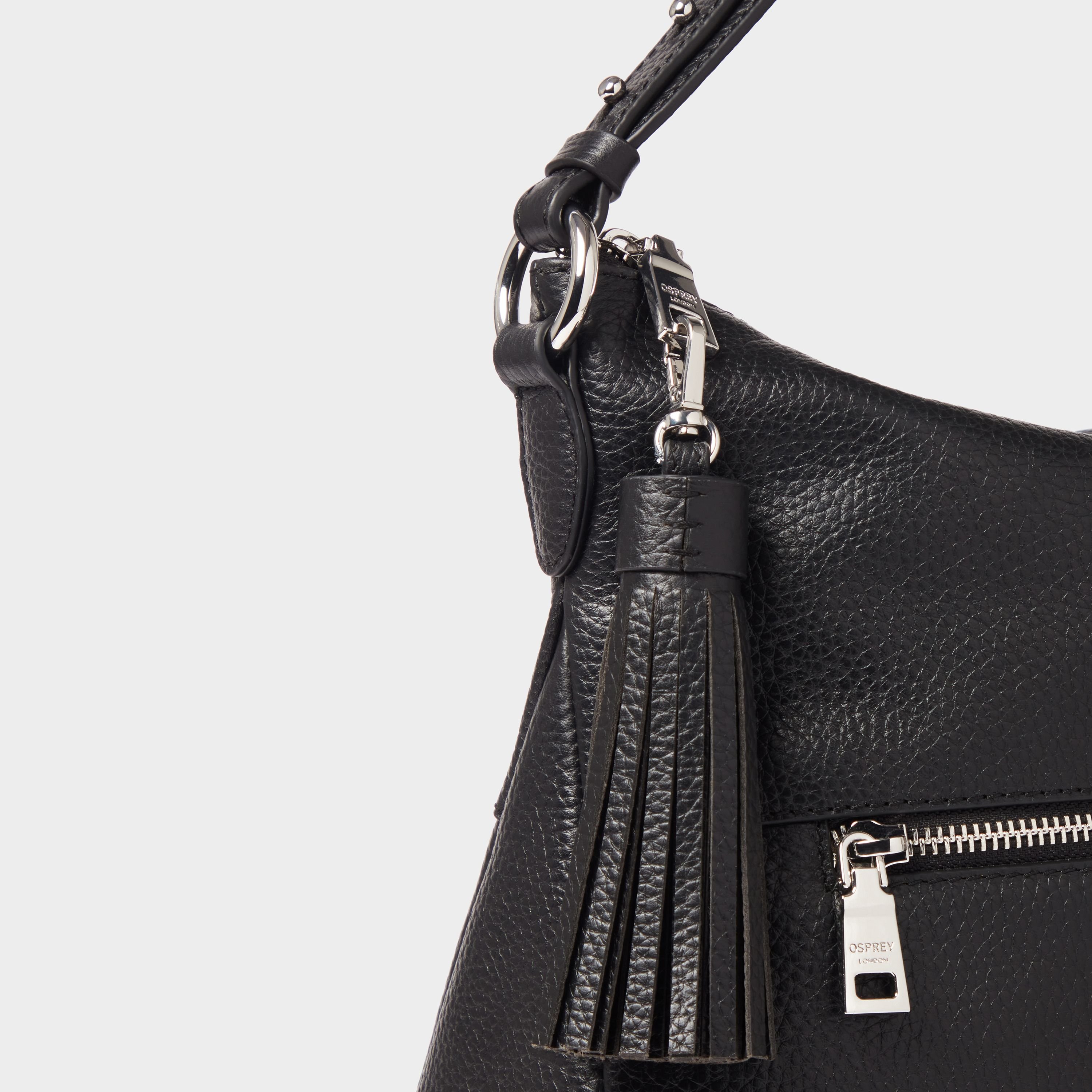 OSPREY LONDON OSPREY LONDON Women's The Stella Leather Hobo Bag in Black - 4