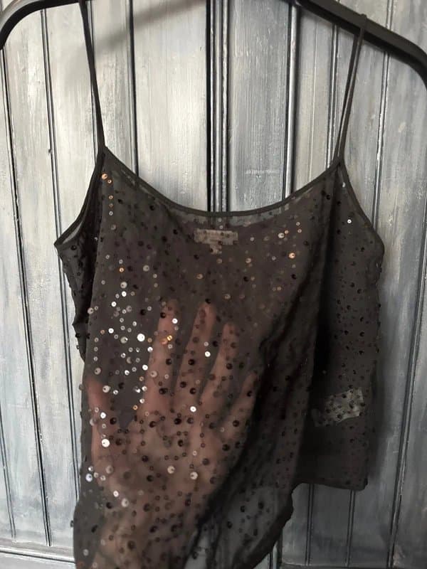 Bershka Floaty sequin mesh sheer top
