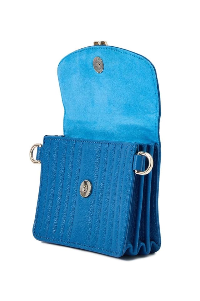 Wolf WOLF Women's Mimi Mini Bag with Wristlet & lanyard in Mid Blue - 2