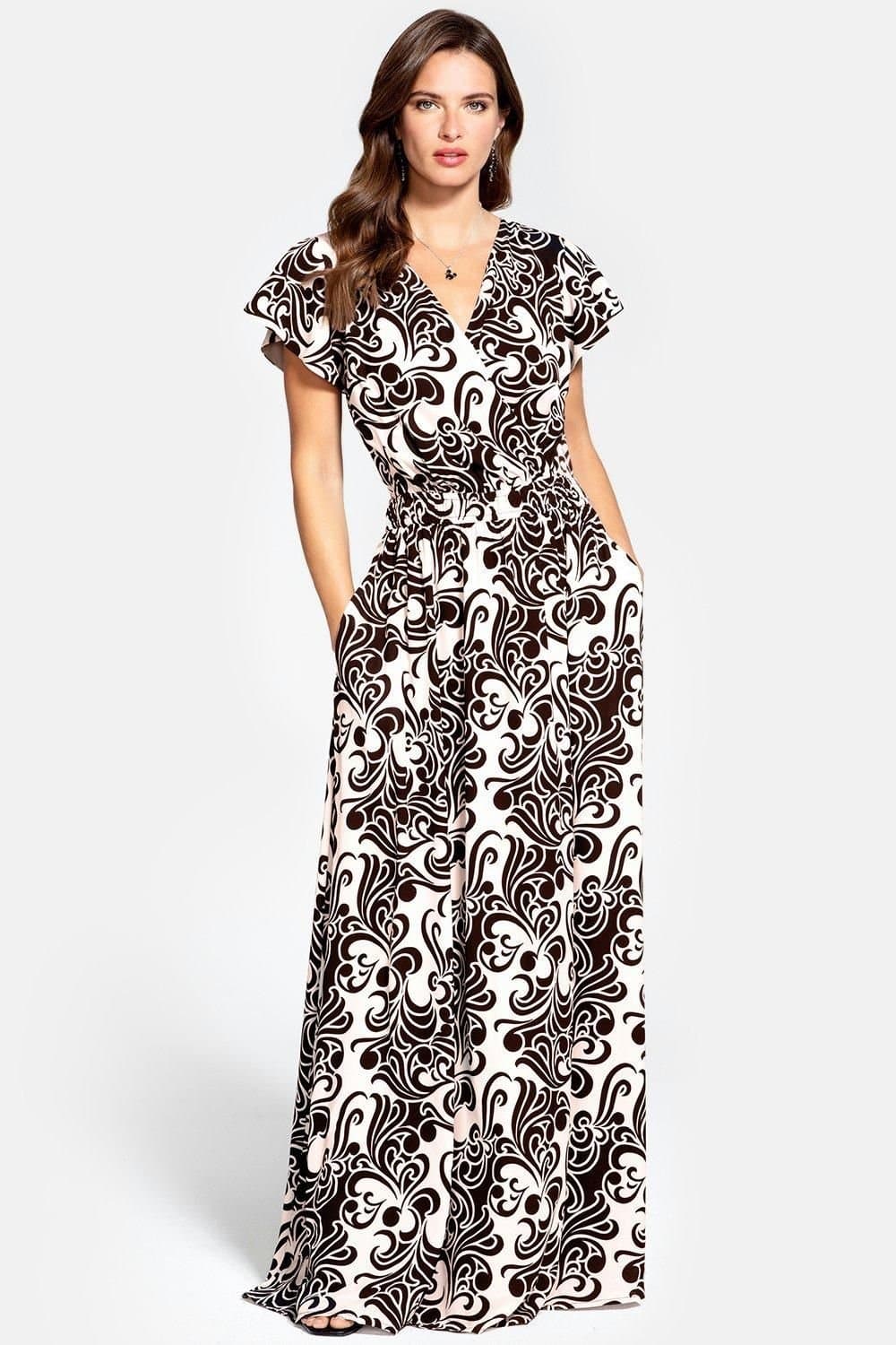 Hot Squash Hot Squash Women's Chiffon Wrap Top Maxi Dress in Cream