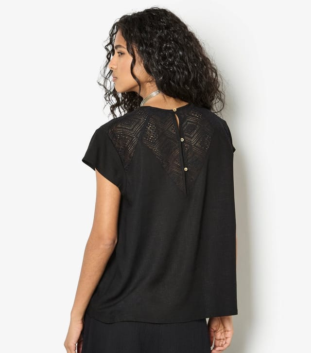 Apricot Women's Black Lace V Neck Top Apricot New Look - 3