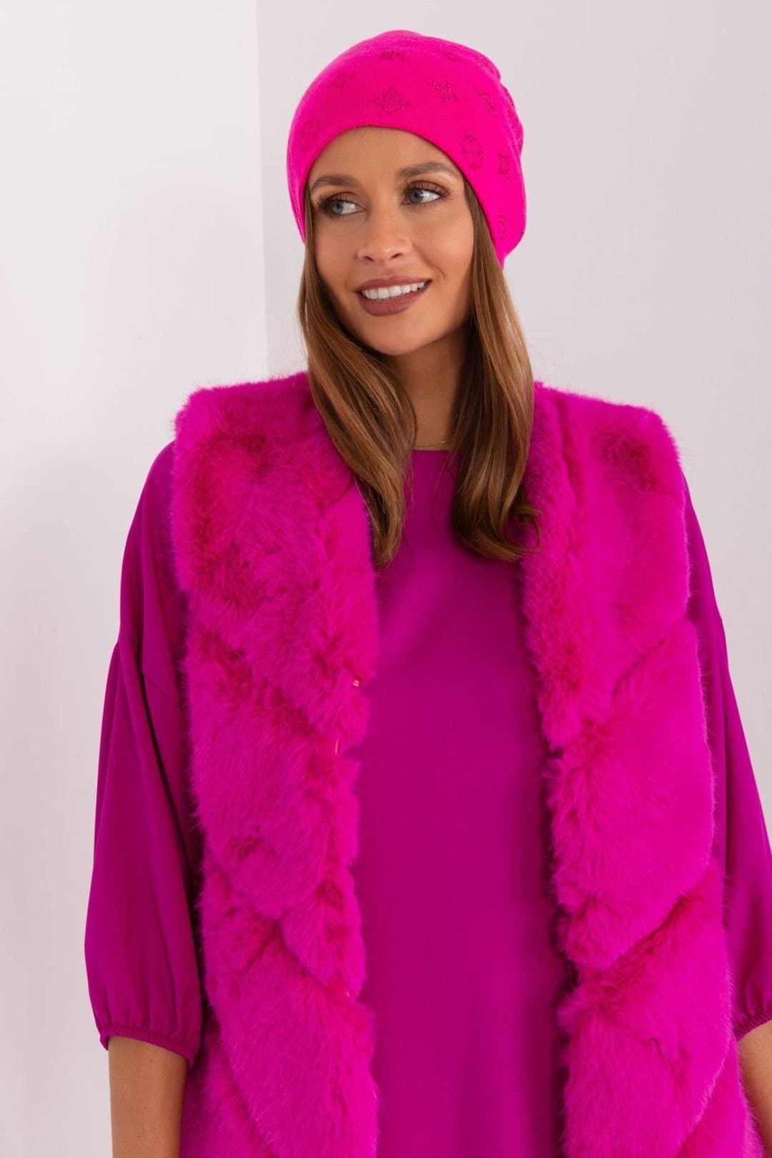 Love Lace Love Lace Women's Warm Winter Cashmere Beanie Hat with Rhinestone Embellishment in Pink