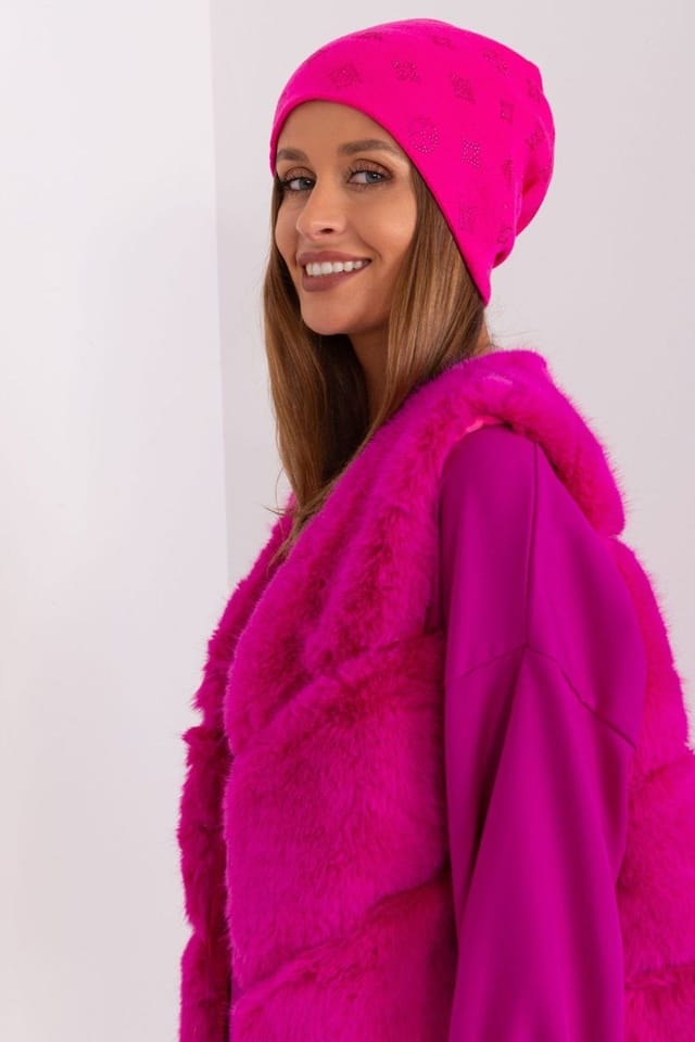 Love Lace Love Lace Women's Warm Winter Cashmere Beanie Hat with Rhinestone Embellishment in Pink - 2