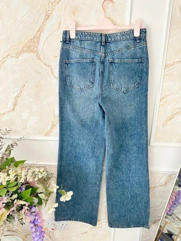 Next Women’s Next wide leg sequin denim blue jeans size 10r festival boho summer vintage 00s holiday