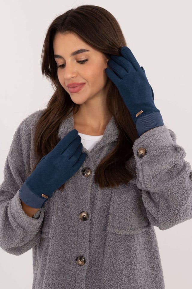 Love Lace Love Lace Women's Ribbed Knit Gloves Touchscreen Flower Embroidery Warm Elastic Welt in Blue - 3