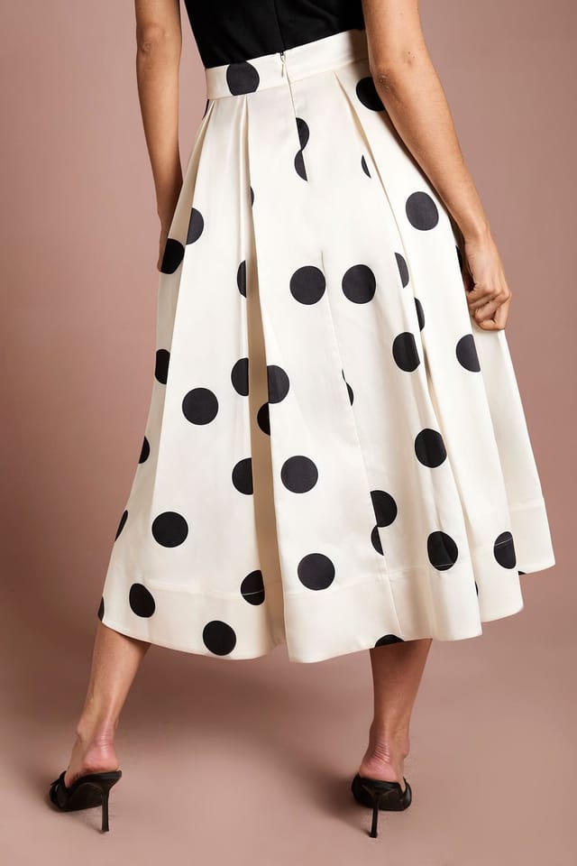 Coast Coast Women's Lisa Tan Spot Print Twill Full Volume Skirt in Cream - 3