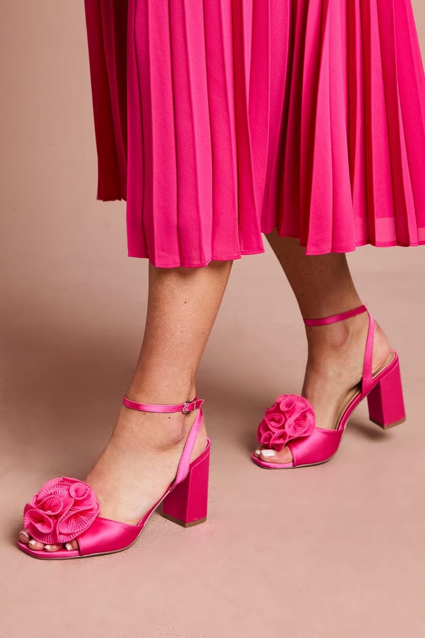 Coast Coast Women's Paloma Corsage Detail High Block Heeled Sandals in Pink - 1