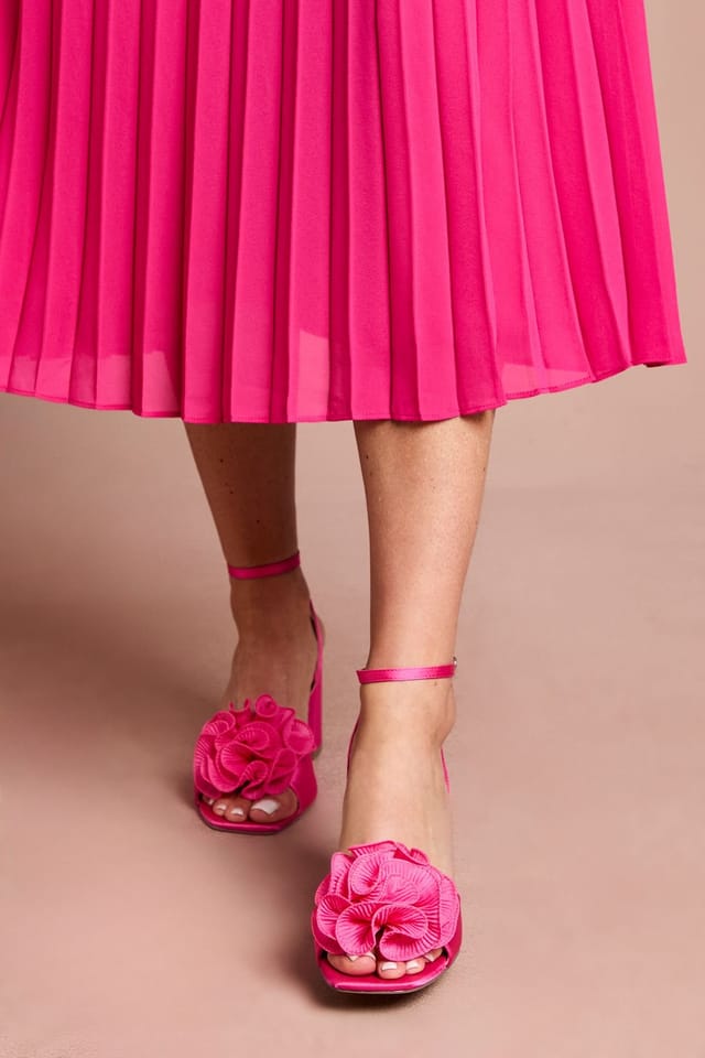 Coast Coast Women's Paloma Corsage Detail High Block Heeled Sandals in Pink - 3