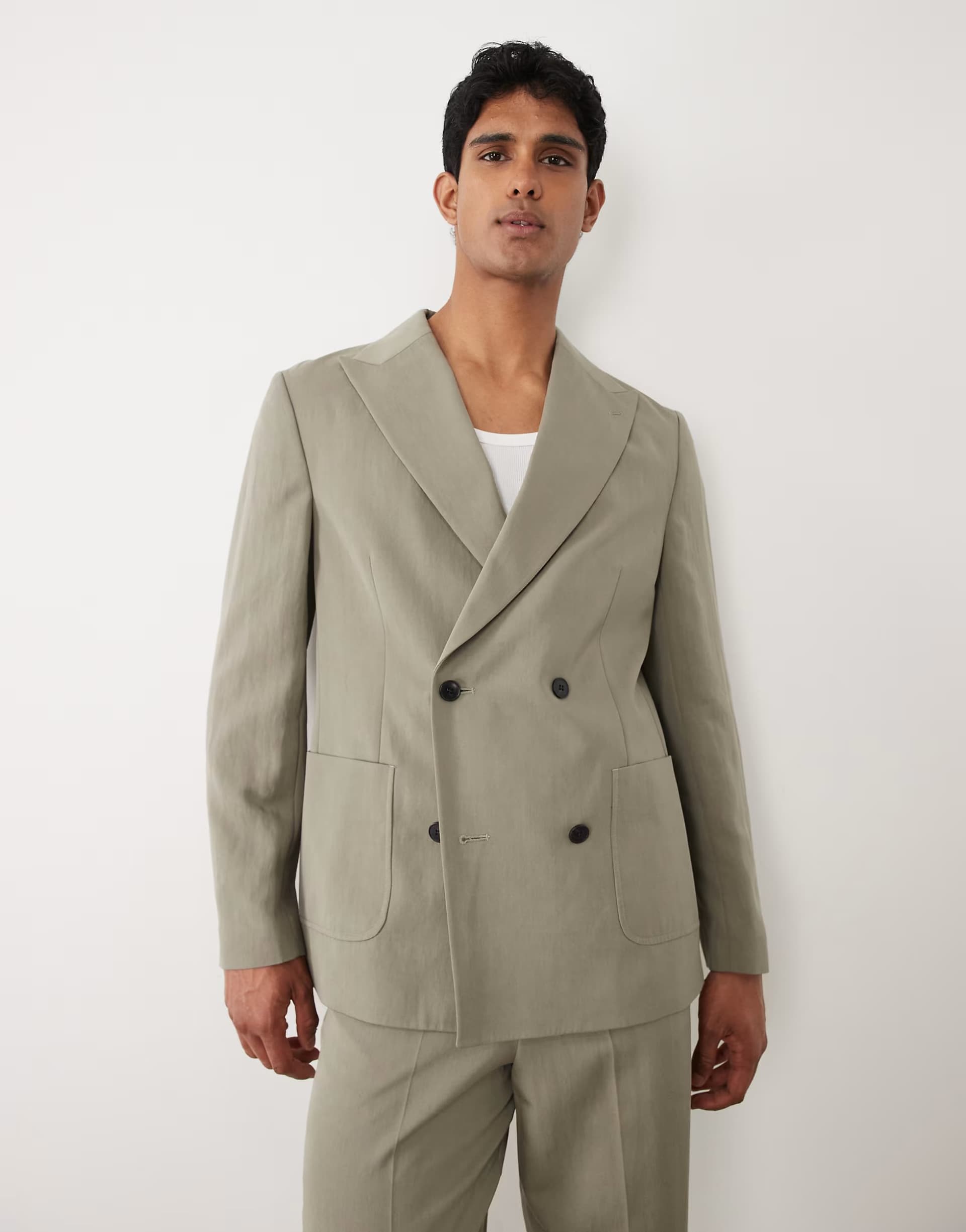 ASOS ASOS DESIGN double breasted regular suit blazer in dark green