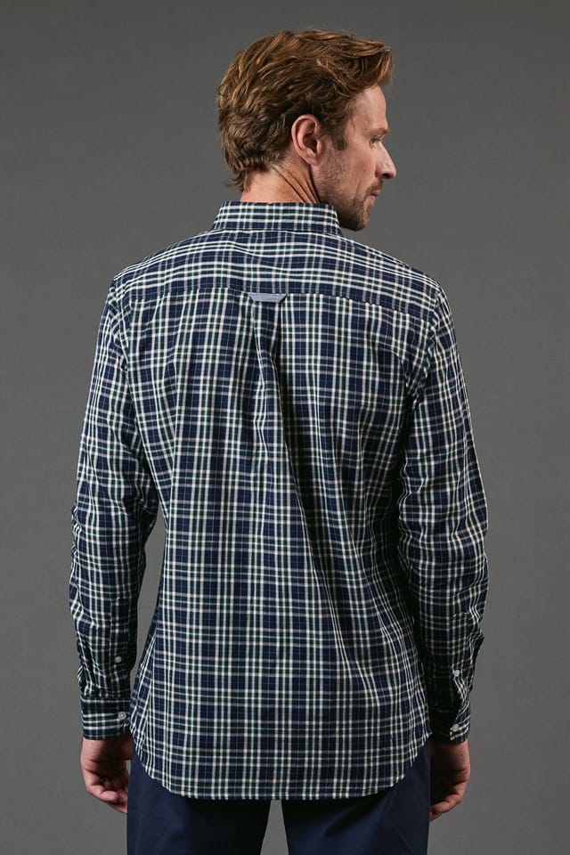 Maine Maine Men's Navy Check Long Sleeve Shirt - 3