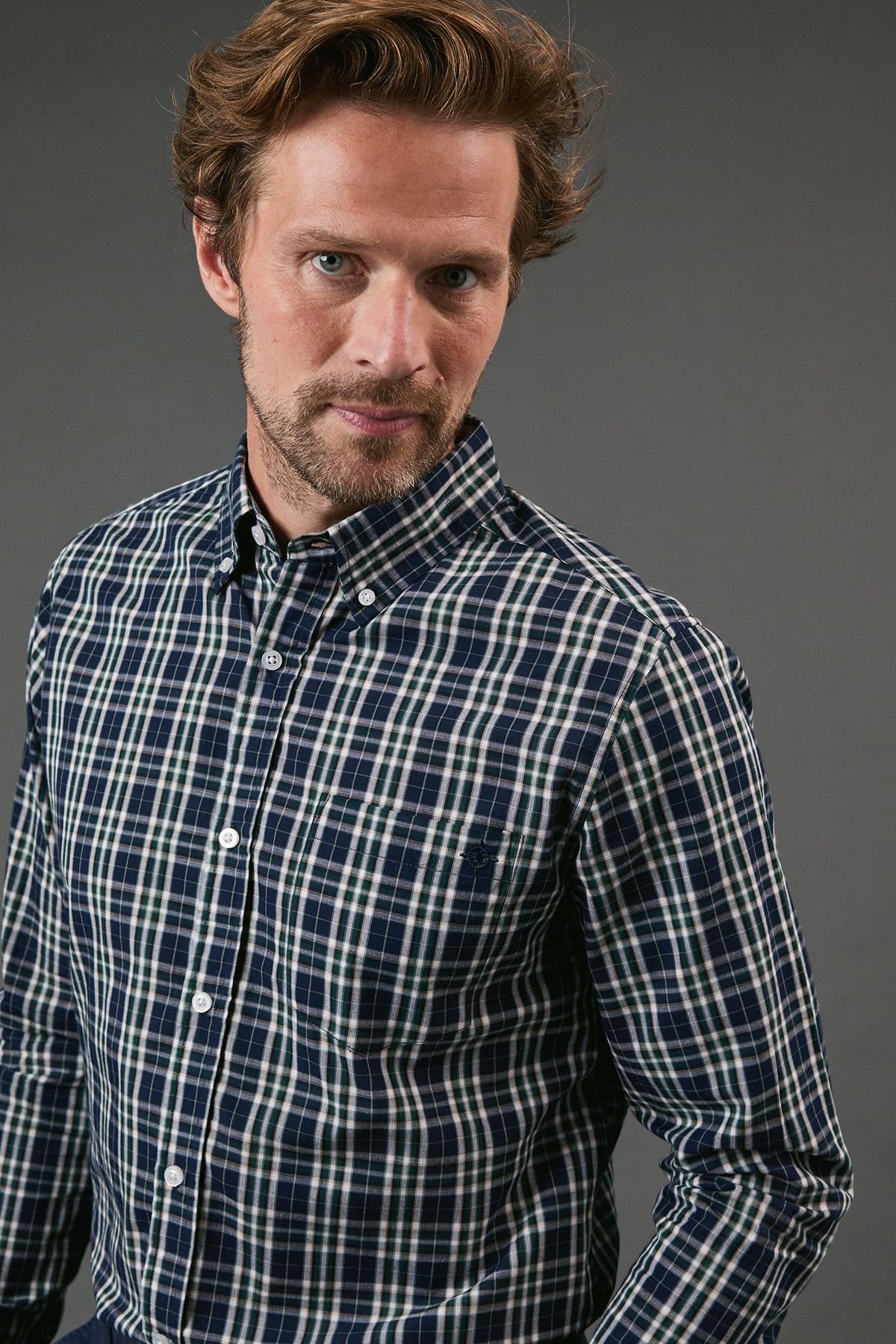 Maine Maine Men's Navy Check Long Sleeve Shirt - 4