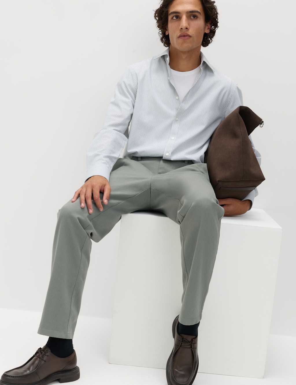 Marks & Spencer M&S The Ultimate Regular Fit Chinos Dark Sage - 4