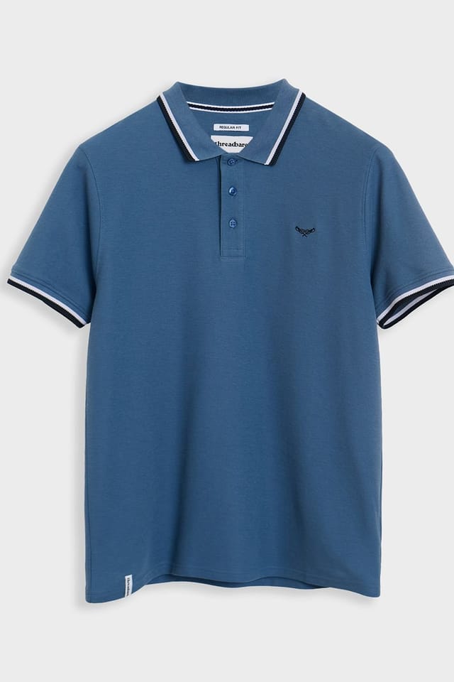 Threadbare Threadbare Men's 3-Pack Herringbone Tipping Pique Polo Shirts in Blue - 2