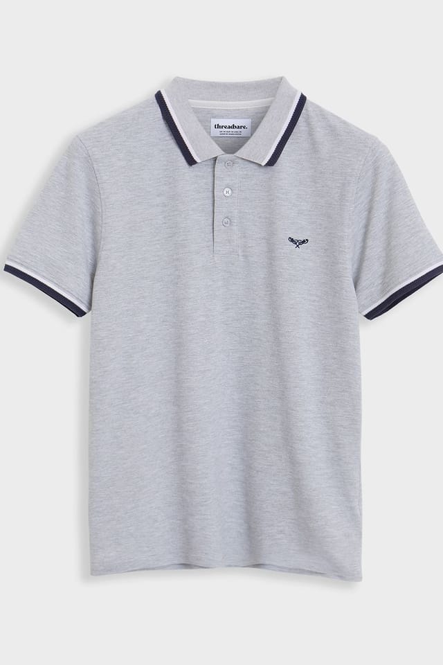 Threadbare Threadbare Men's 3-Pack Herringbone Tipping Pique Polo Shirts in Blue - 3