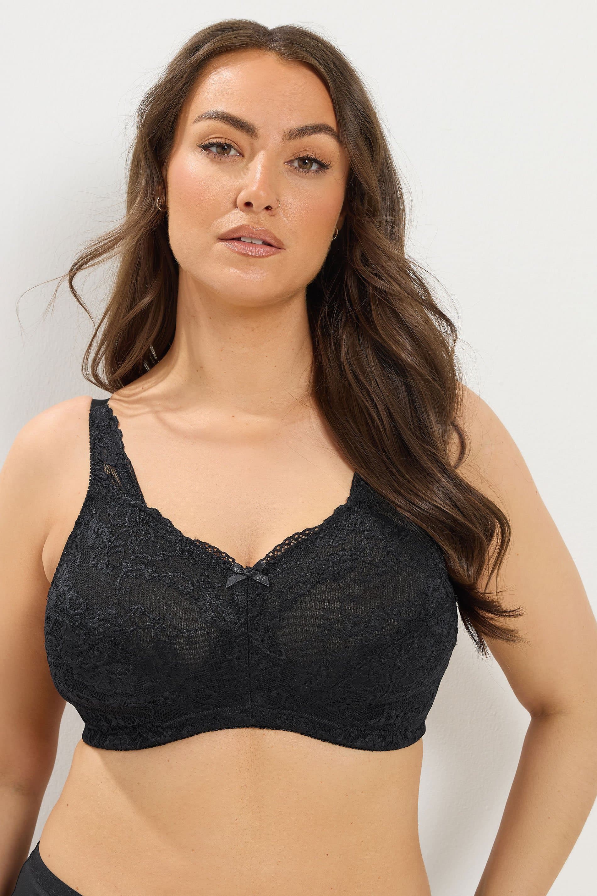 Yours Plus Size Black Lace Nonpadded Nonwired Full Cup Bra