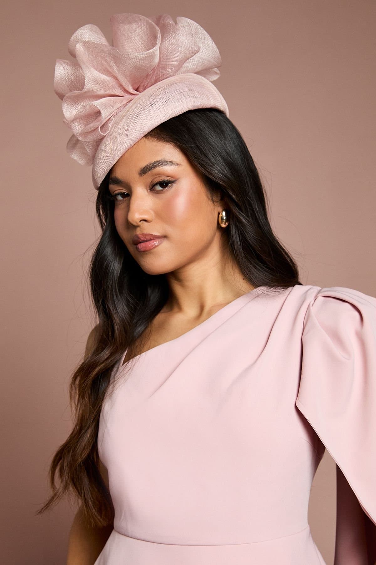 Coast Coast Women's Lisa Tan Ruffle Detail Fascinator in Blush